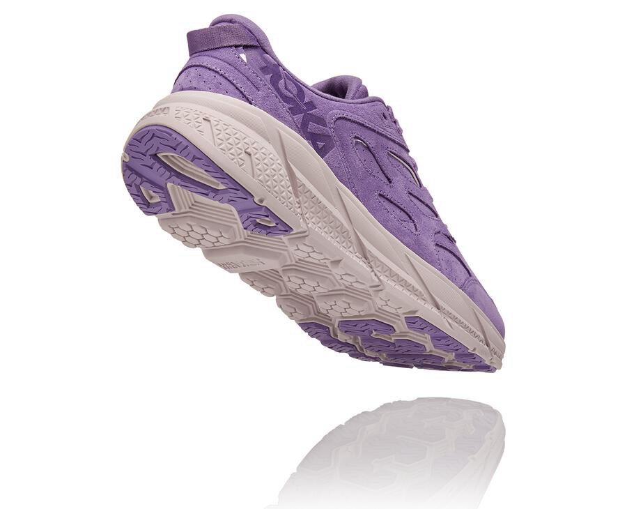 Hoka One One Mens Walking Shoes - Clifton L Suede - Purple - FDRJ63940